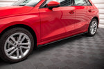Maxton Parts - Seitenschweller Ansatz (Paar) + Flaps passend für Audi A3 8Y schwarz Hochglanz