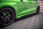 Maxton Parts - Seitenschweller Ansatz (Paar) + Flaps passend für Audi RS3 Limousine 8Y schwarz Hochglanz