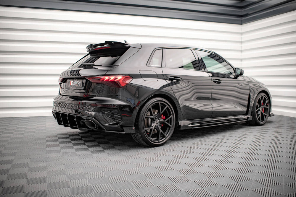 Maxton Parts - Seitenschweller Ansatz (Paar) + Flaps passend für Audi RS3 Sportback 8Y schwarz Hochglanz