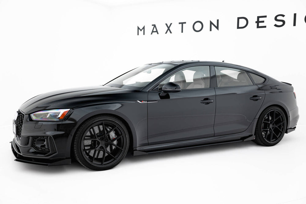 Maxton Parts - Seitenschweller Ansatz (Paar) + Flaps passend für Audi RS5 Sportback F5 schwarz Hochglanz