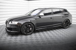 Maxton Parts - Seitenschweller Ansatz (Paar) + Flaps passend für Audi RS6 Avant C6 schwarz Hochglanz