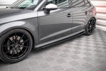 Maxton Parts - Seitenschweller Ansatz (Paar) + Flaps passend für Audi S3 / A3 S-Line Sportback 8V FL schwarz Hochglanz