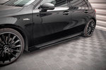 Maxton Parts - Seitenschweller Ansatz (Paar) + Flaps passend für Mercedes A35 AMG / AMG-Line Aero Pack W177 schwarz Hochglanz