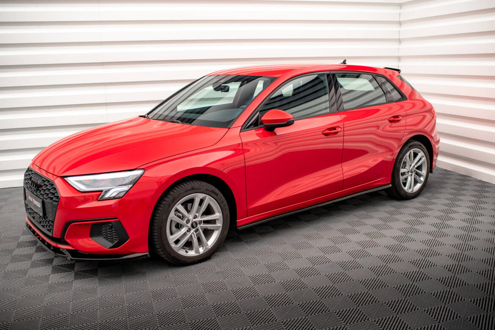 Maxton Parts - Seitenschweller Ansatz (Paar) passend für Audi A3 8Y schwarz Hochglanz