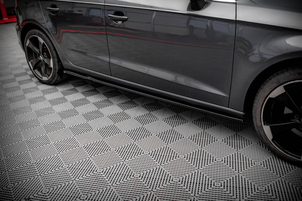Maxton Parts - Seitenschweller Ansatz (Paar) passend für Audi A3 Sportback 8V schwarz Hochglanz