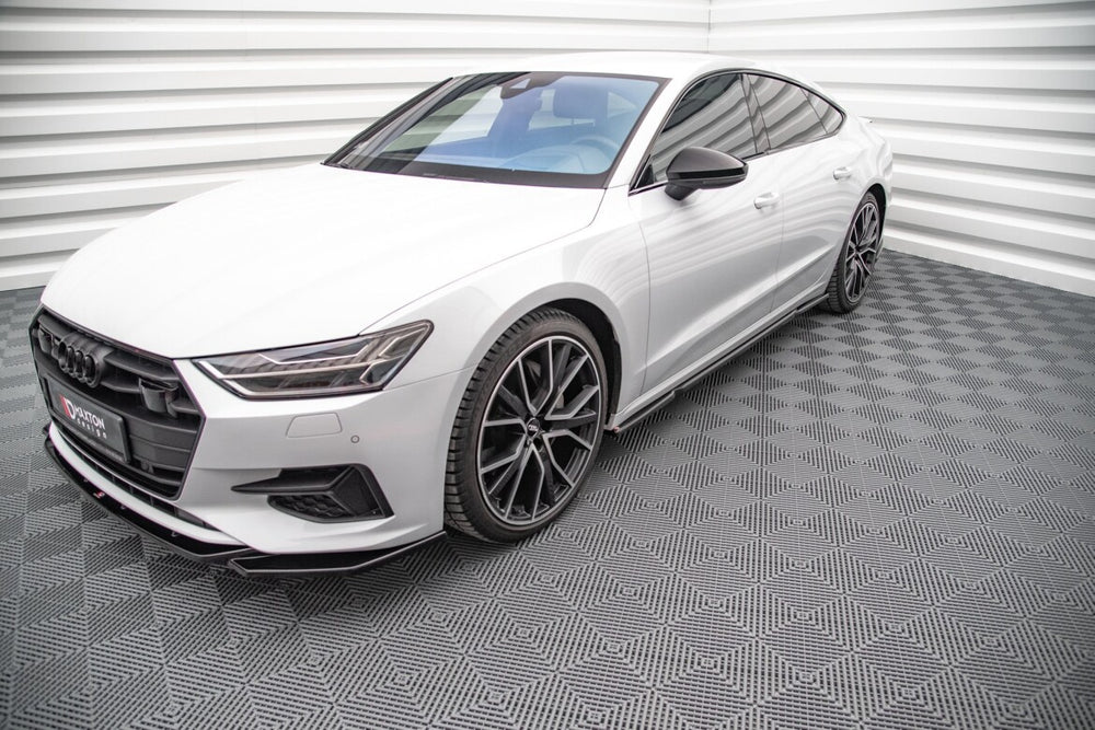 Maxton Parts - Seitenschweller Ansatz (Paar) passend für Audi A7 C8 schwarz Hochglanz