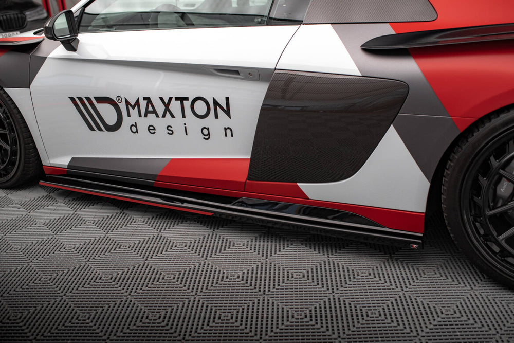 Maxton Parts - Seitenschweller Ansatz (Paar) passend für Audi R8 Mk2 FL schwarz Hochglanz (AU-R8-2F-SD2-G)