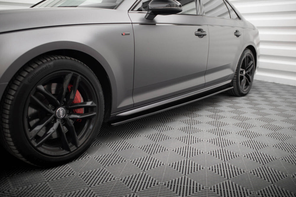 Maxton Parts - Seitenschweller Ansatz (Paar) passend für Audi S4 / A4 S-Line / A4 Competiton B9 schwarz Hochglanz