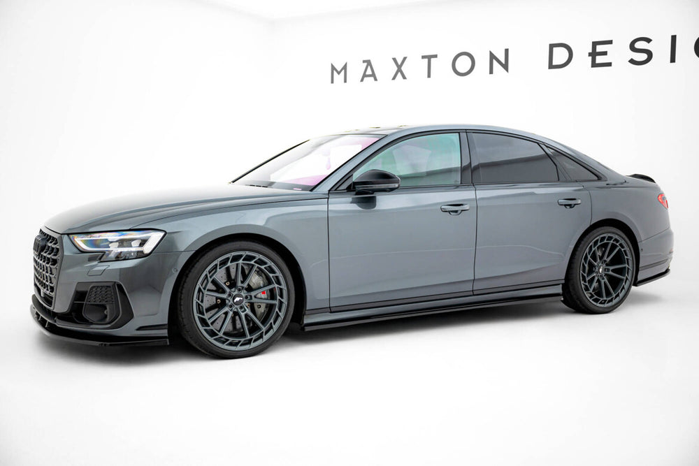 Maxton Parts - Seitenschweller Ansatz (Paar) passend für Audi S8 / A8 S-Line D5 FL schwarz Hochglanz
