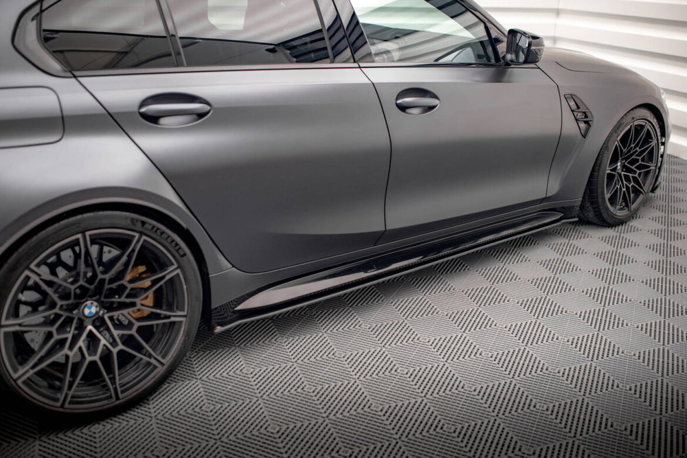 Maxton Parts - Seitenschweller Ansatz (Paar) passend für BMW M3 Limousine / Touring G80 / G81 schwarz matt