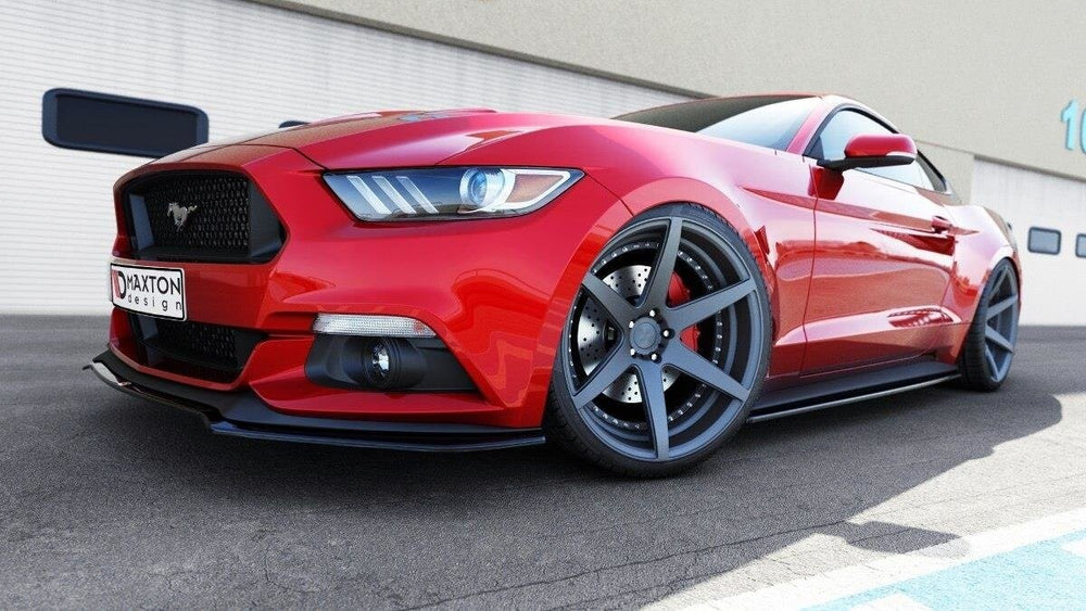 Maxton Parts - Seitenschweller Ansatz (Paar) passend für Ford Mustang Mk6 schwarz Hochglanz