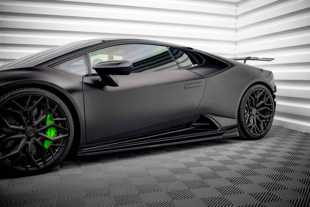 Maxton Parts - Seitenschweller Ansatz (Paar) passend für Lamborghini Huracan EVO schwarz Hochglanz