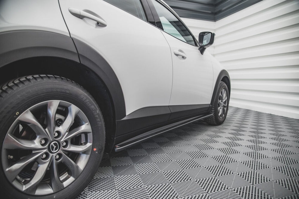 Maxton Parts - Seitenschweller Ansatz (Paar) passend für Mazda CX-3 schwarz Hochglanz