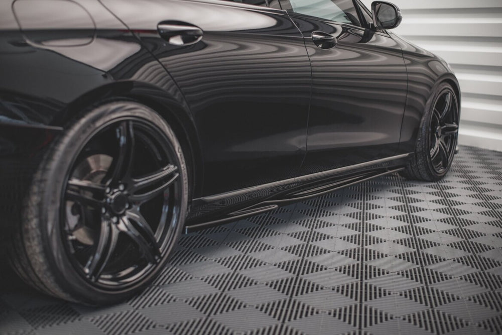 Maxton Parts - Seitenschweller Ansatz (Paar) passend für Mercedes E W213 schwarz Hochglanz