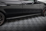 Maxton Parts - Seitenschweller Ansatz (Paar) passend für Mercedes E63 AMG / AMG-Line Limousine W212 FL schwarz Hochglanz