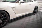 Maxton Parts - Seitenschweller Ansatz (Paar) passend für Nissan GTR R35 FL schwarz Hochglanz (NI-GTR-4F2-SD1-G)