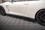 Maxton Parts - Seitenschweller Ansatz (Paar) passend für Nissan GTR R35 FL schwarz Hochglanz (NI-GTR-4F2-SD1-G)