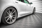 Maxton Parts - Seitenschweller Ansatz (Paar) passend für Tesla Model S FL schwarz Hochglanz