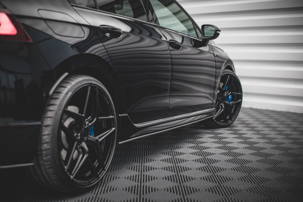 Maxton Parts - Seitenschweller Ansatz (Paar) passend für VW Golf R Hatchback Mk8 FL schwarz matt