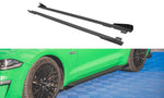 Maxton Parts - Seitenschweller Ansatz (Paar) V.1 + Flaps passend für Ford Mustang GT Mk6 FL schwarz Hochglanz