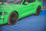 Maxton Parts - Seitenschweller Ansatz (Paar) V.1 + Flaps passend für Ford Mustang GT Mk6 FL schwarz Hochglanz