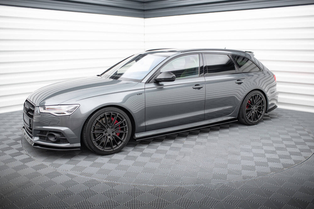 Maxton Parts - Seitenschweller Ansatz (Paar) V.1 passend für Audi A6 / A6 C7 S-line/ S6 C7 FL schwarz Hochglanz (AU-A6-C7F-SLINE-SD1-G)