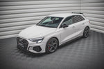 Maxton Parts - Seitenschweller Ansatz (Paar) V.1 passend für Audi S3 / A3 S-Line Sportback / Limousine 8Y / 8Y FL schwarz Hochglanz