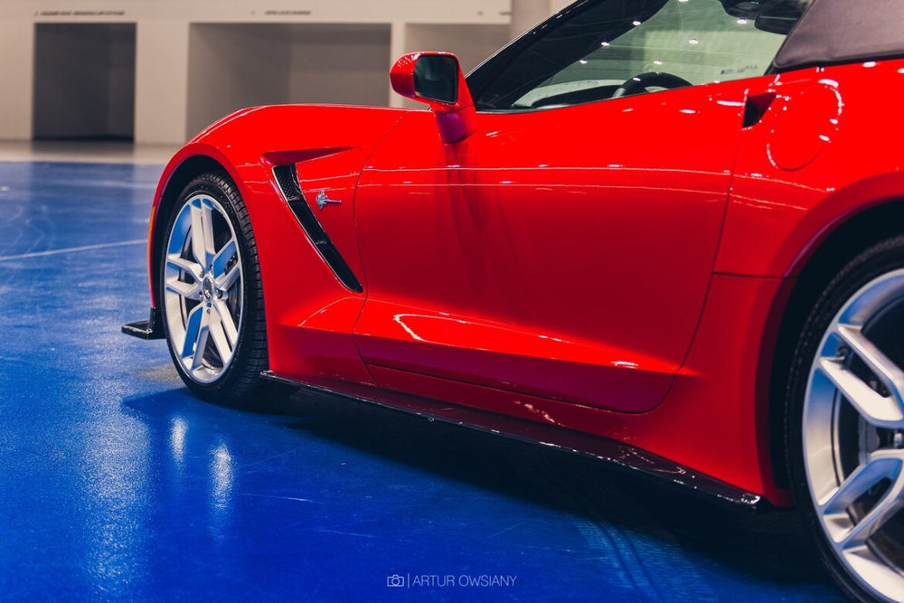 Maxton Parts - Seitenschweller Ansatz (Paar) V.1 passend für Chevrolet Corvette Stingray C7 schwarz Hochglanz
