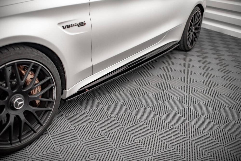 Maxton Parts - Seitenschweller Ansatz (Paar) V.1 passend für Mercedes-AMG C 63 AMG Coupe C205 FL schwarz matt