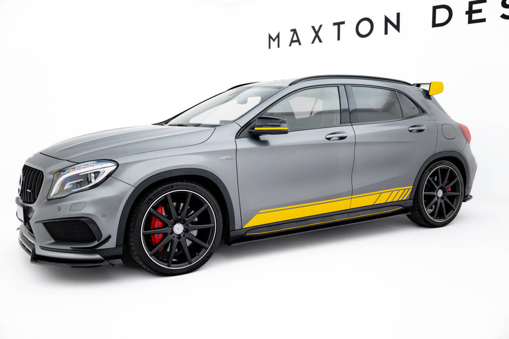 Maxton Parts - Seitenschweller Ansatz (Paar) V.1 passend für Mercedes GLA 45 AMG schwarz Hochglanz