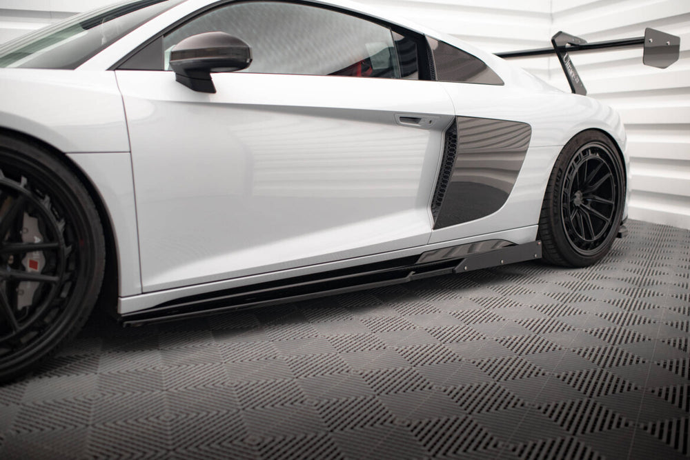 Maxton Parts - Seitenschweller Ansatz (Paar) V.2 + Flaps passend für Audi R8 Mk2 FL