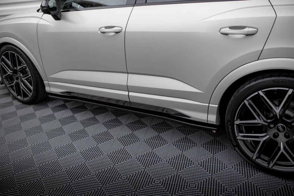 Maxton Parts - Seitenschweller Ansatz (Paar) V.2 passend für Audi Q3 S-Line / RSQ3 Sportback / SUV F3 schwarz Hochglanz