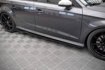 Maxton Parts - Seitenschweller Ansatz (Paar) V.2 passend für Audi S3 / A3 S-Line Sportback 8V / 8V FL schwarz Hochglanz