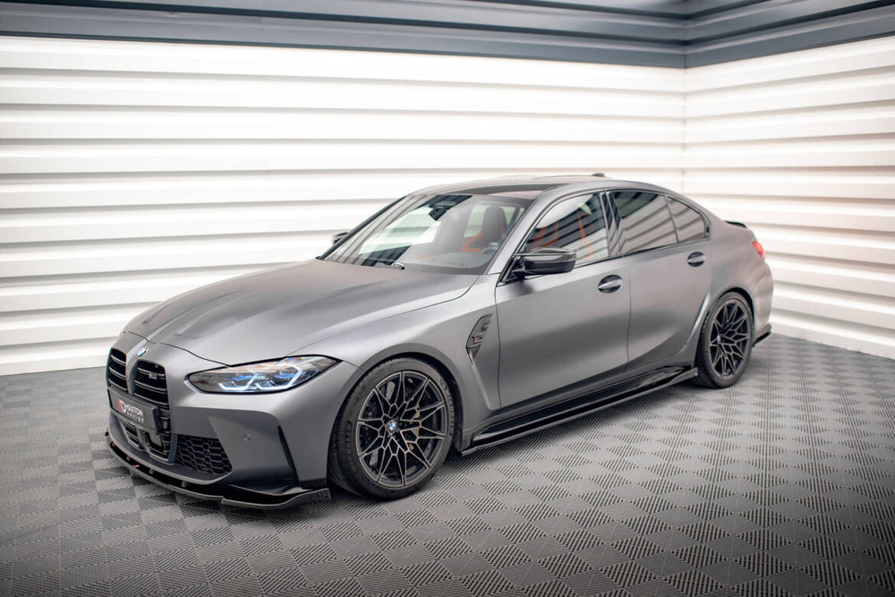 Maxton Parts - Seitenschweller Ansatz (Paar) V.2 passend für BMW M3 Limousine / Touring G80 / G81 schwarz Hochglanz