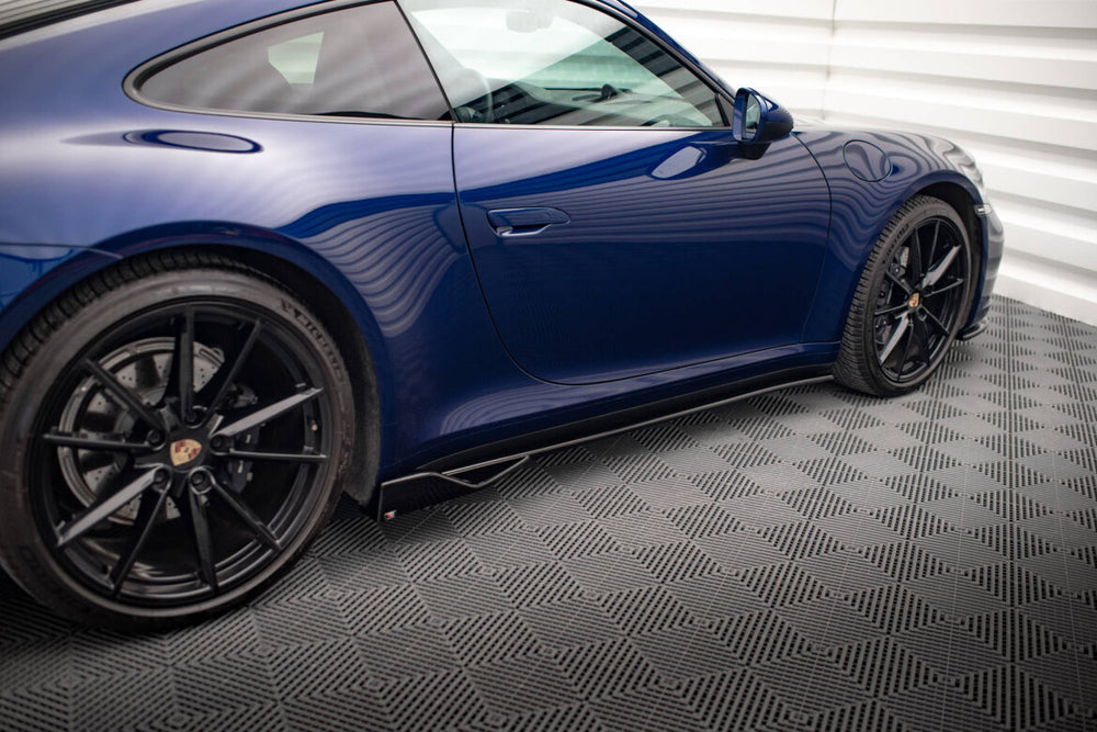 Maxton Parts - Seitenschweller Ansatz (Paar) V.2 passend für Porsche 911 Carrera Aero / Carrera GTS 992 schwarz Hochglanz