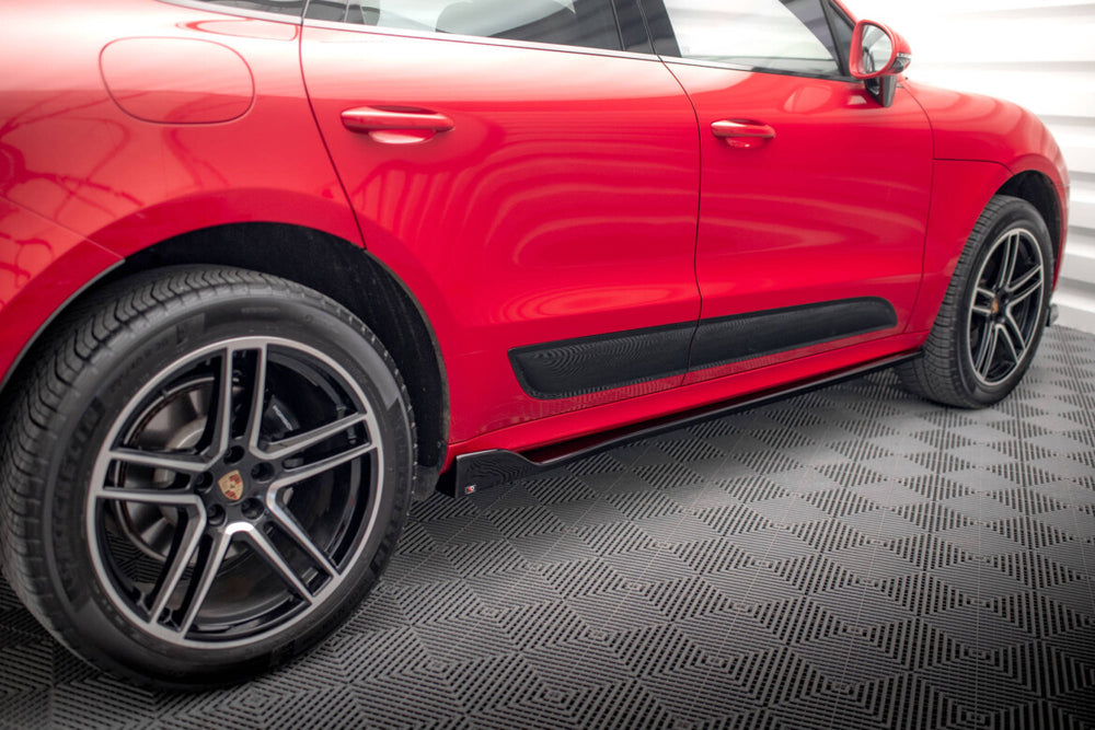 Maxton Parts - Seitenschweller Ansatz (Paar) V.2 passend für Porsche Macan Mk1 schwarz Hochglanz