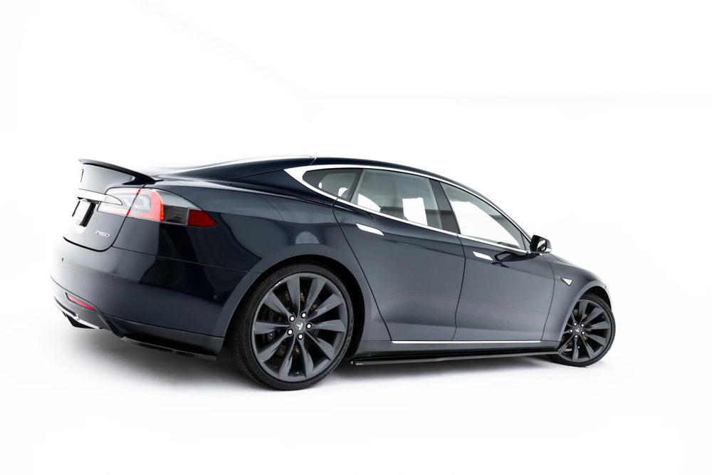 Maxton Parts - Seitenschweller Ansatz (Paar) V.2 passend für Tesla Model S Mk1 schwarz Hochglanz