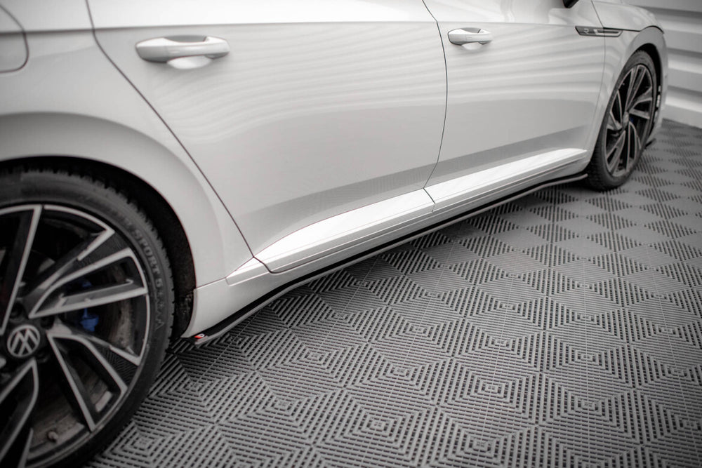Maxton Parts - Seitenschweller Ansatz (Paar) V.2 passend für VW Arteon R / R-Line Limousine / Shooting Brake Mk1 FL schwarz matt