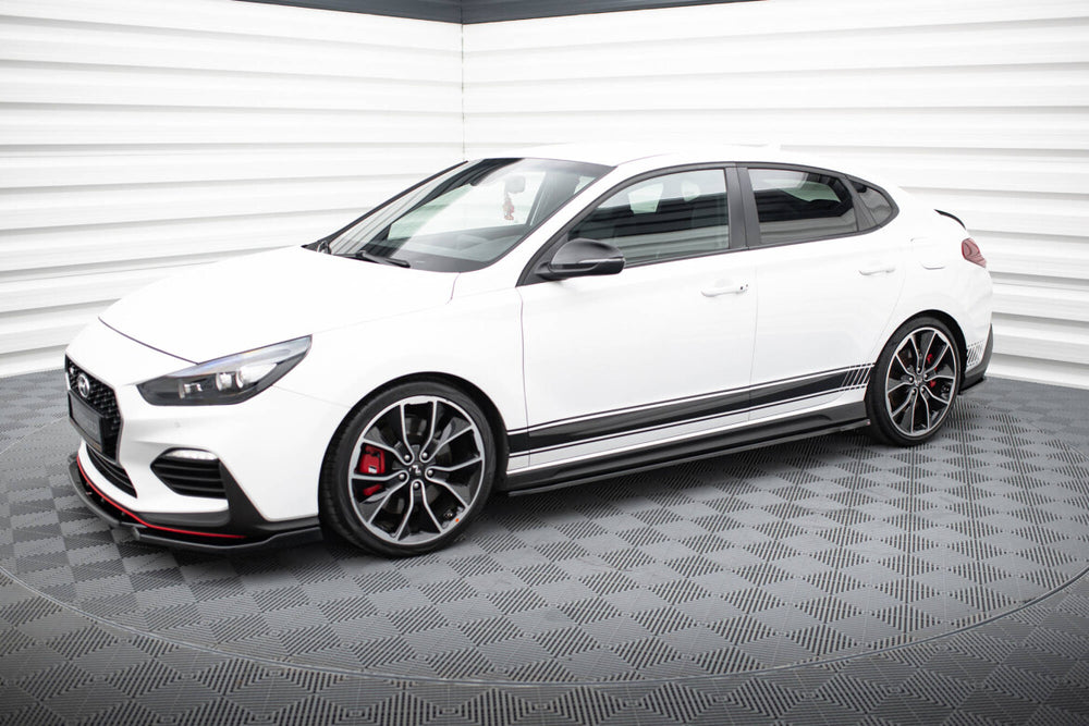 Maxton Parts - Seitenschweller Ansatz (Paar) V.4 passend für Hyundai I30 N / N-Line Hatchback / Fastback Mk3 / Mk3 FL schwarz Hochglanz