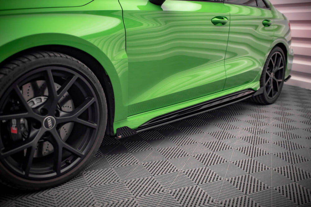 Maxton Parts - Seitenschweller Flaps passend für Audi RS3 Limousine 8Y schwarz Hochglanz