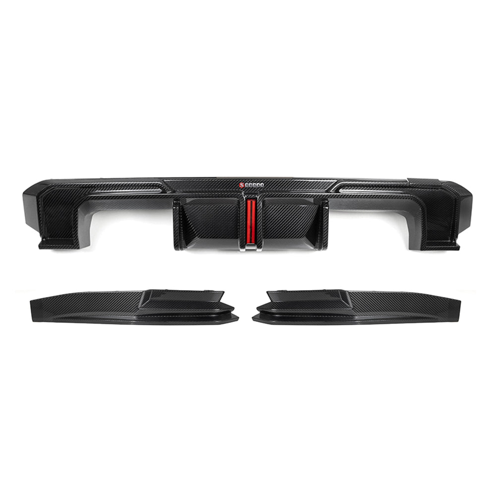 SOOQOO Heckdiffusor Set mit Licht Carbon passend für BMW M4 (G82/G83)