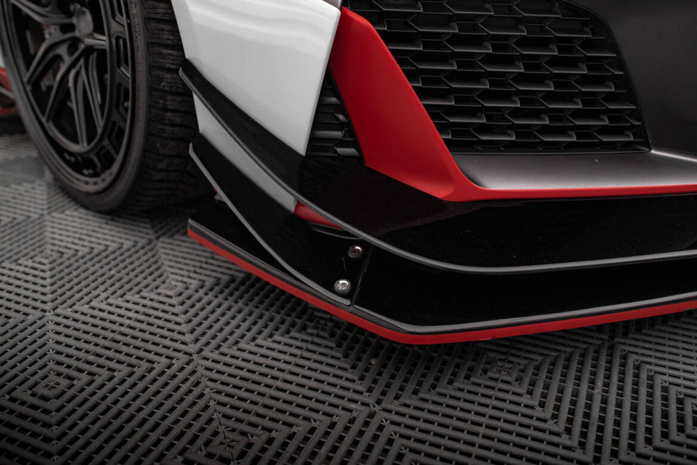 Maxton Parts - Untere Stoßstangen Flaps Wings vorne Canards passend für Audi R8 Mk2 FL schwarz Hochglanz
